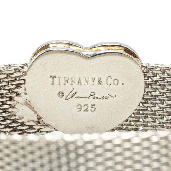 Tiffany & Co. Somerset Mesh Heart Bangle Bracelet 6.7" SV925 Peretti Auth w/Box - Picture 4 of 5